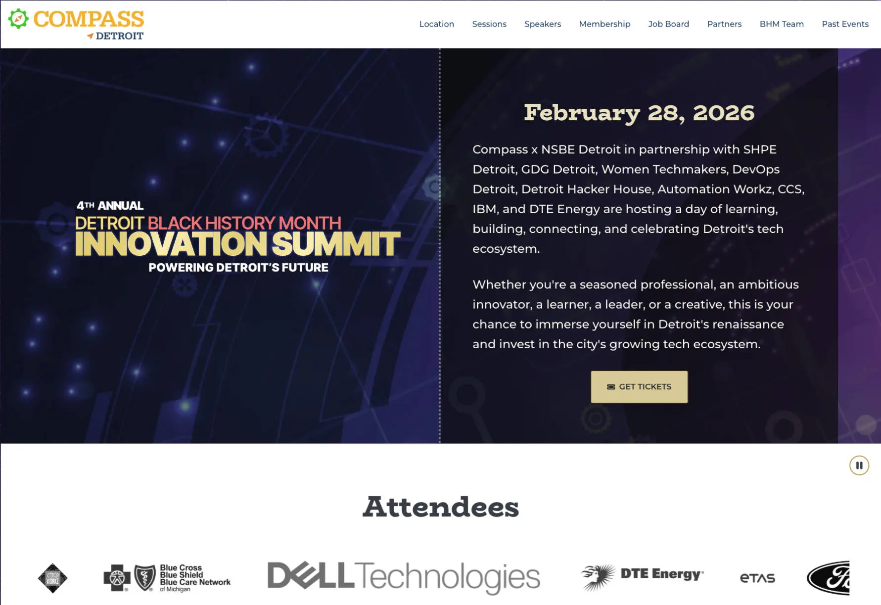 Screenshot of the bhmsummit.com website