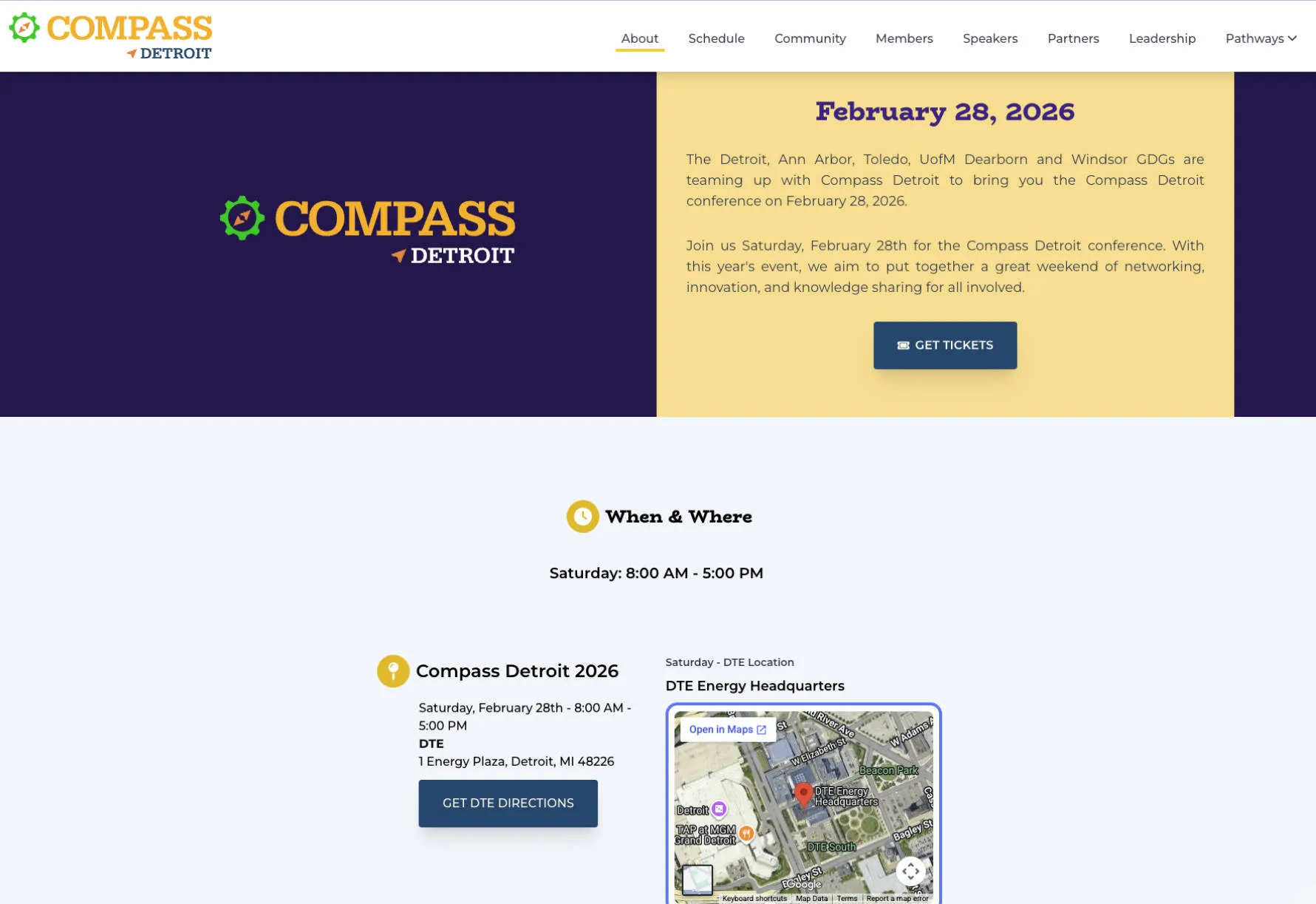 Screenshot of the compass-detroit.com website